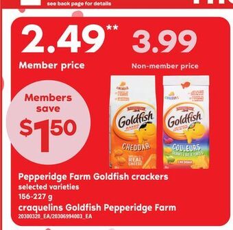 Independent Grocer Pepperidge farm goldfish crackers, 156-227 g offer