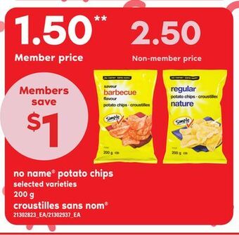 Independent Grocer No name® potato chips, 200 g offer