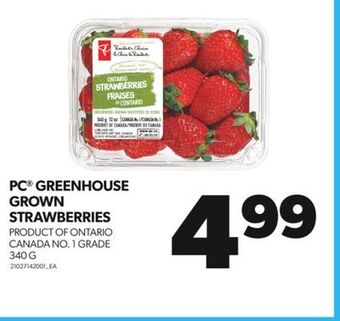 Real Canadian Superstore Pc® greenhouse grown strawberries, 340 g offer