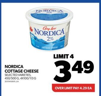 Real Canadian Superstore Nordica cottage cheese, 450/500 g, 4x100/113 g offer