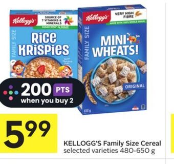 Foodland Kellogg's family size cereal selected varieties 480-650 g offer