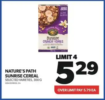 Real Canadian Superstore Nature's path sunrise cereal, 300 g offer