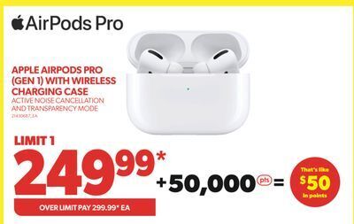Real Canadian Superstore Apple airpods pro (gen 1) with wireless charging case offer