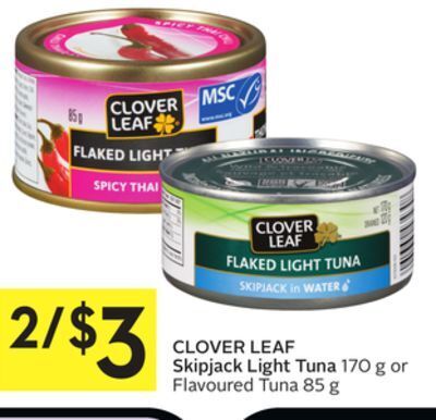 Foodland Clover leaf skipjack light tuna 170 g or flavoured tuna 85 g offer