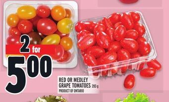 Metro Red or medley grape tomatoes offer