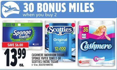 Metro Cashmere bathroom tissue, sponge paper towels or scotties facial tissue offer