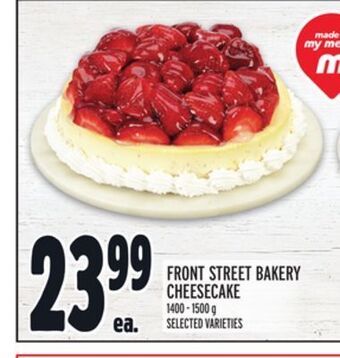 Metro Front street bakery cheesecake offer