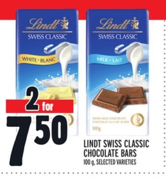 Metro Lindt swiss classic chocolate bars offer