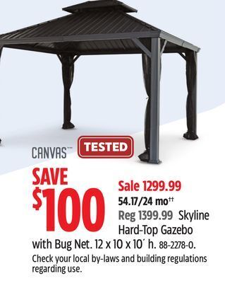 Canadian Tire Canvas skyline hard-top gazebo with bug net offer