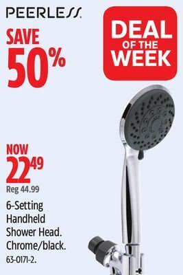 Canadian Tire Peerless 6-setting handheld shower head offer