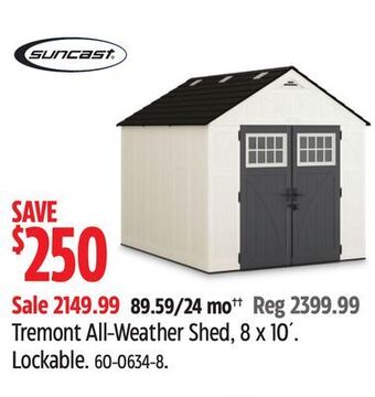Canadian Tire Suncast tremont all-weather shed, 8 x 10' offer