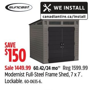 Canadian Tire Suncast modernist full-steel frame shed, 7 x 7 offer