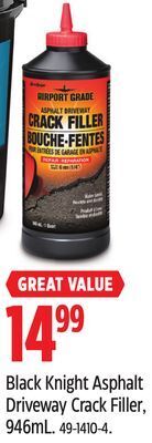 Canadian Tire Black knight asphalt driveway crack filler, 946ml offer