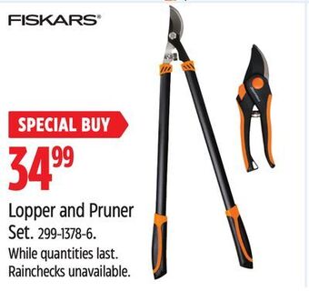 Canadian Tire Fiskars lopper and pruner set offer