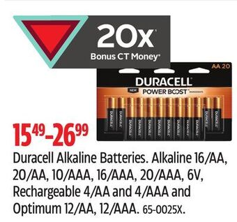 Canadian Tire Duracell alkaline batteries offer
