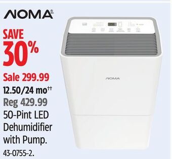 Canadian Tire Noma 50-pint led dehumidifier with pump offer