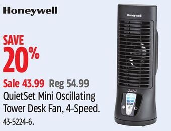 Canadian Tire Honeywell quietset mini oscillating tower desk fan, 4-speed. offer