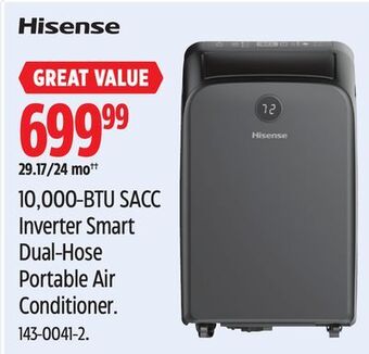 Canadian Tire Hisense 10,000-btu sacc inverter smart dual-hose portable air conditioner offer