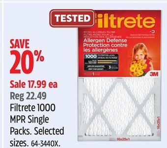 Canadian Tire 3m filtrete 1000 mpr single packs offer
