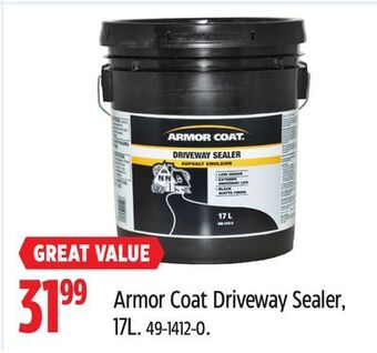 Canadian Tire Armor coat driveway sealer, 17l offer
