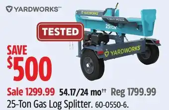 Canadian Tire Yardworks 25-ton gas log splitter offer