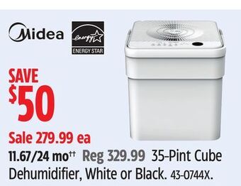 Canadian Tire Midea 35-pint cube dehumidifier, white or black offer