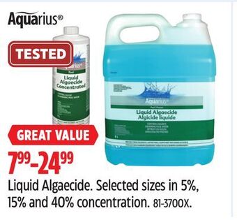Canadian Tire Aquarius liquid algaecide offer