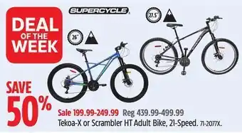 Canadian Tire Supercycle tekoa-x or scrambler ht adult bike, 21-speed offer
