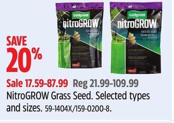 Canadian Tire Golfgreen nitrogrow grass seed offer