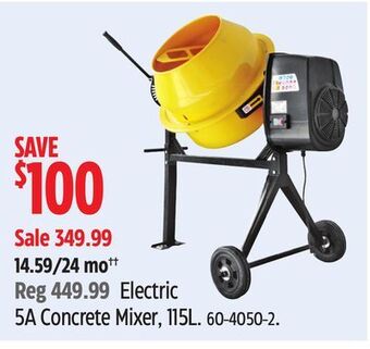 Canadian Tire Electric 5a concrete mixer, 115l offer