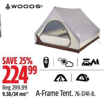 Canadian Tire Woods a-frame tent offer