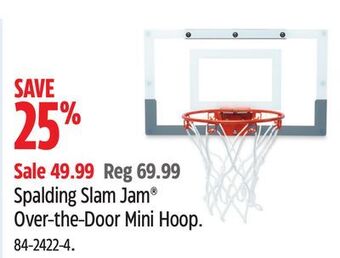 Canadian Tire Spalding slam jam® over-the-door mini hoop offer