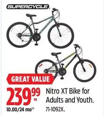 Canadian Tire Supercycle nitro xt bike for adults and youth offer
