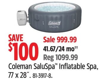 Canadian Tire Coleman saluspa inflatable spa, 77 x 28 offer