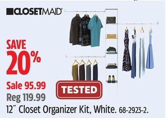 Canadian Tire Closetmaid 12 closet organizer kit, white offer