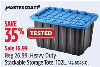Canadian Tire Mastercraft heavy-duty stackable storage tote, 102l offer