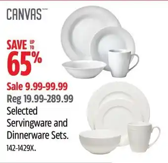 Canadian Tire Canvas selected servingware and dinnerware sets offer