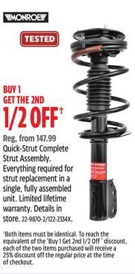 Canadian Tire Monroe quick-strut complete strut assembly offer