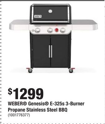 Home Depot Weber® genesis® e-325s 3-burner propane stainless steel bbq offer