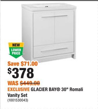 Home Depot Exclusive glacier bay® 30 romali vanity set offer