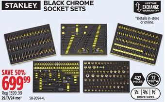 Canadian Tire Stanley black chrome socket sets offer