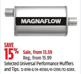 Canadian Tire Selected universal performance mufflers and tips offer