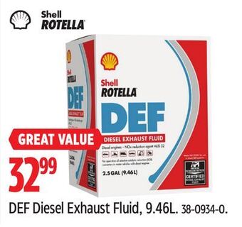 Canadian Tire Shell rotella def diesel exhaust fluid, 9.46l offer