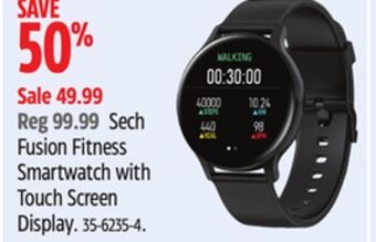 Canadian Tire Sech fusion fitness smartwatch with touch screen display offer