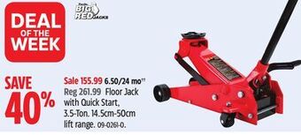 Canadian Tire Big red floor jack with quick start, 3.5-ton offer