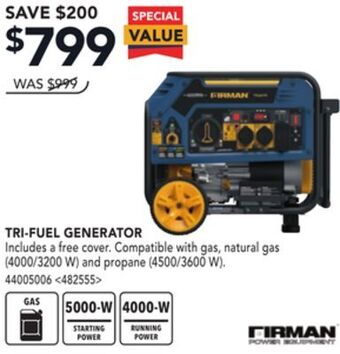 RONA Firman tri-fuel generator offer