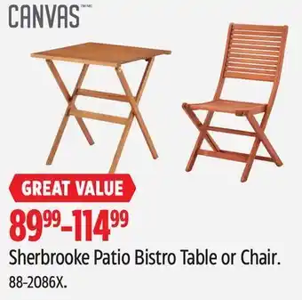 Canadian Tire Canvas sherbrooke patio bistro table or chair offer