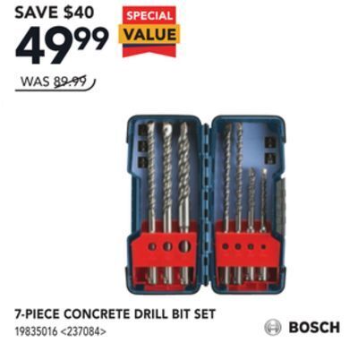 RONA Bosch 7-piece concrete drill bit set offer