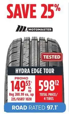 Canadian Tire Motomaster hydra edge tour tires offer
