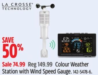 Canadian Tire La crosse colour weather station with wind speed gauge offer